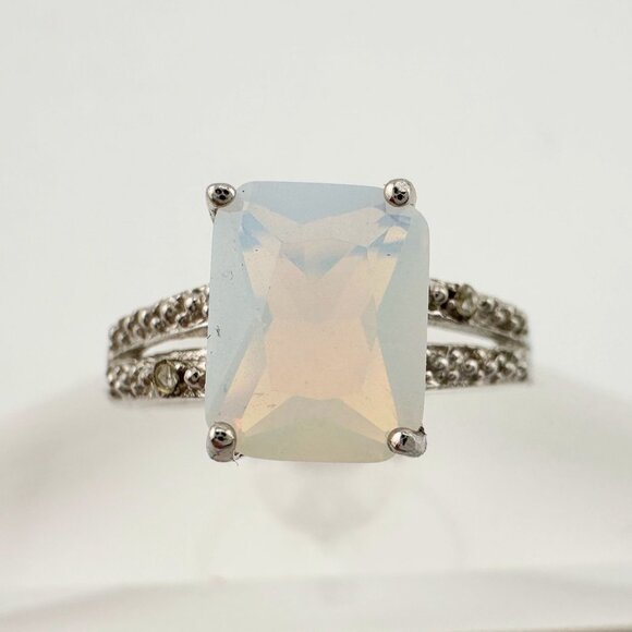 Beautiful Natural Opal Ring with Small Diamond Accent - Size 7.25 - Picture 3 of 16